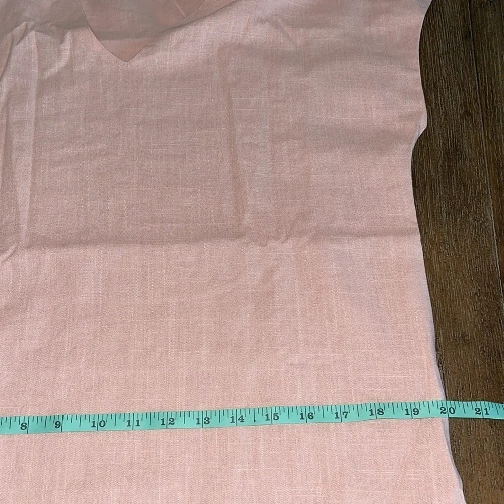 CIEBON Pink Linen Dress Women’s S Asymmetrical Pink Fringed V-neck - Picture 14 of 14